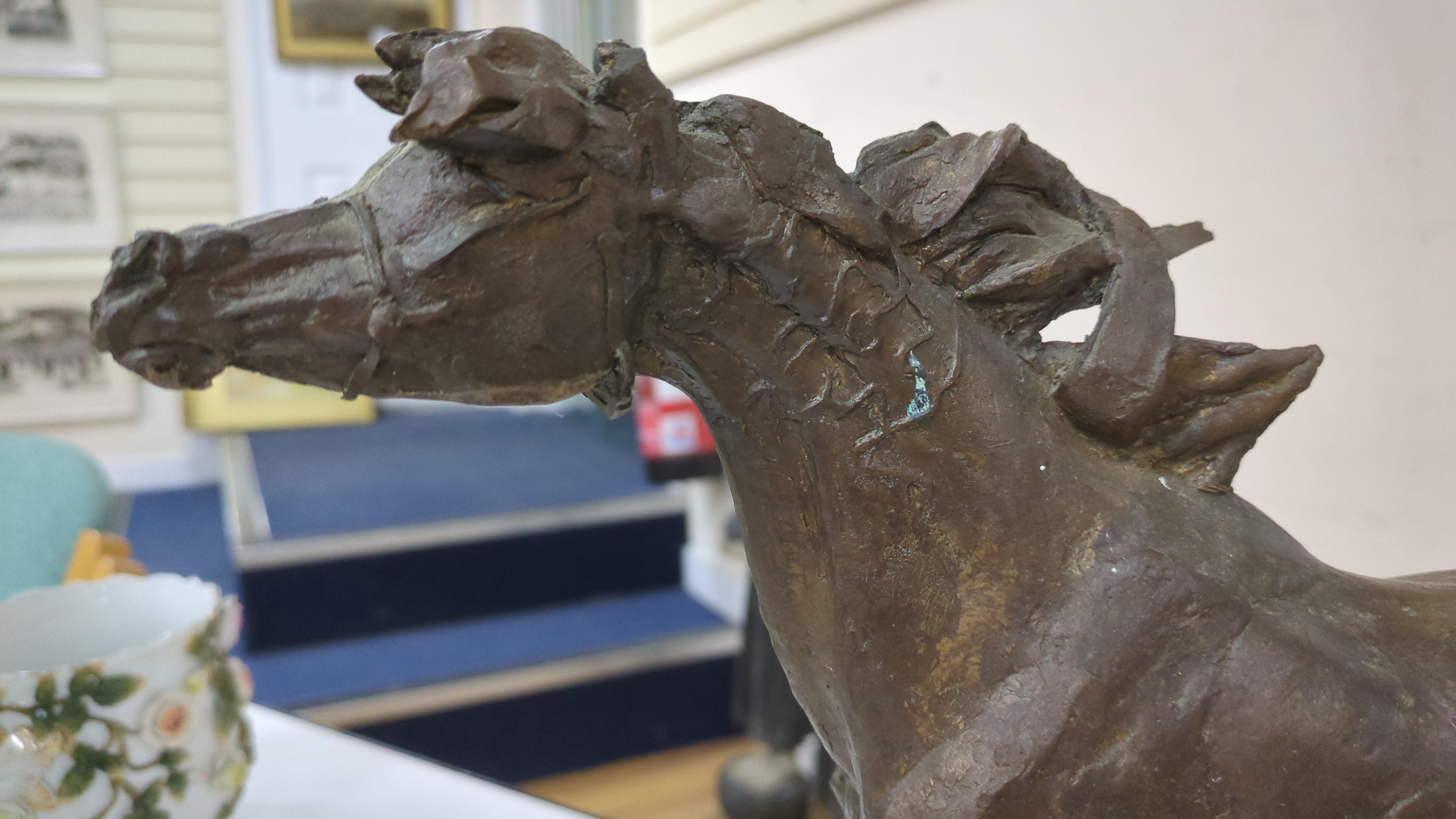 A Cobbler model, toy fort, resin horse etc.